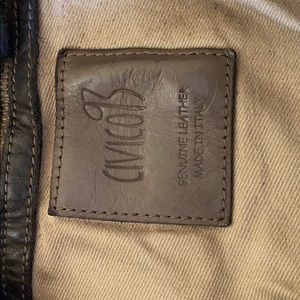 Civico93 dark brown leather patchwork hobo handbag